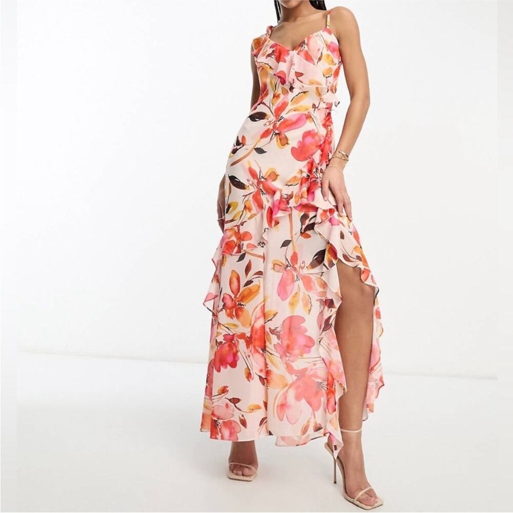 Ever New ruffle maxi dress Size 0 Nwot